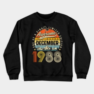 Awesome Since December 1988 Vintage 35th Birthday Crewneck Sweatshirt